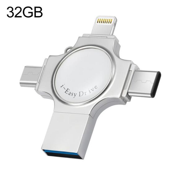 RQW-11S 4 in 1 USB 2.0 e 8 pin e Micro USB e USB-C / Type-C 32 GB Flash Drive, Unità flash RQW-11S 4 in 1 USB 2.0 e 8 pin e Micro USB e USB-C / Tipo-C da 32 GB