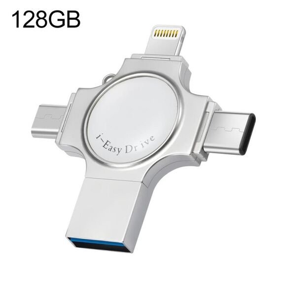 RQW-11S 4 in 1 USB 2.0 e 8 Pin & Micro USB & USB-C / Type-C 128GB Flash Drive flash, Unità flash RQW-11S 4 in 1 USB 2.0 e 8 pin e Micro USB e USB-C / Tipo-C da 128 GB