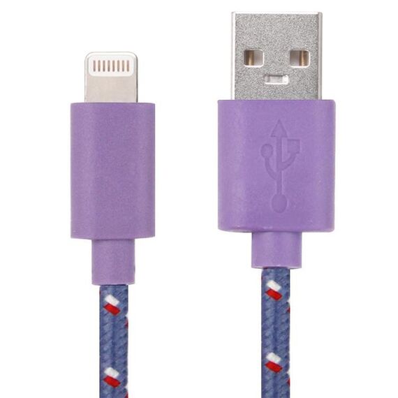 Cavo di ricarica di trasferimento dati USB da 1M Nylon per iPhone, iPad, compatibile con iOS 15.5 (Purple)