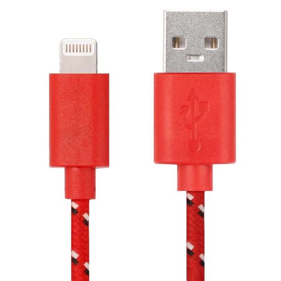 Cavo di ricarica di trasferimento dati USB da 1M Nylon per iPhone, iPad, compatibile con iOS 15.5 (rosso)