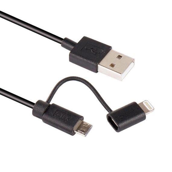 1m MFI 2 in 1 8 pin + micro USB 2.0 Maschio a USB Sincronizzazione dei dati Cavo di ricarica (Nero)
