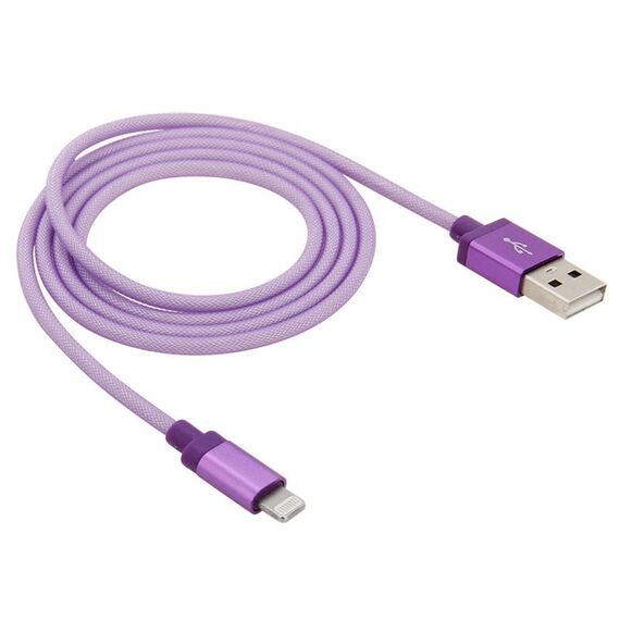 Testa in metallo in stile netto 8 PIN a USB Data / Cavo di caricabatterie, Durata del cavo: 1m (viola)