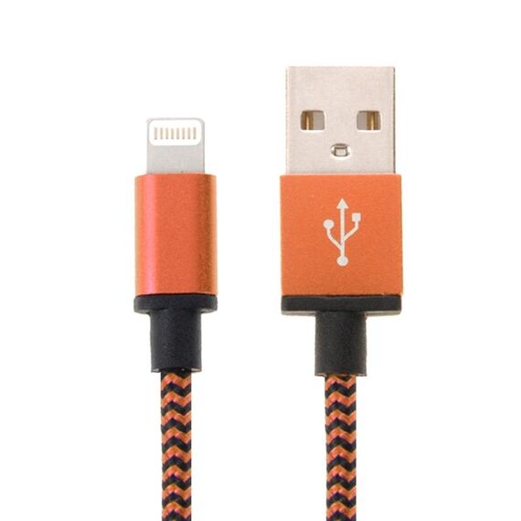 2M Stile tessuto 8 PIN a USB Sync Data / Cavo di ricarica (arancione)