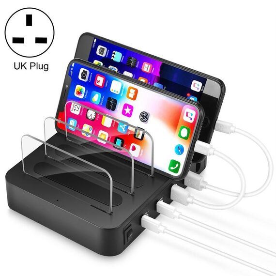 Caricatore intelligente PD USB-C / Type-C da 45 W + USB-C / Type-C da 18 W + QC 3.0 da 18 W USB + USB Caricatore intelligente con cornice rimovibile, spina UK