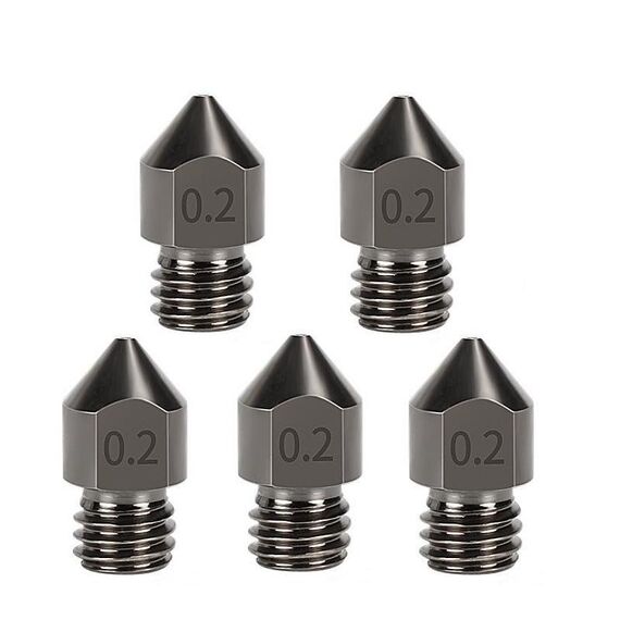 5 pezzi/confezione 1,75/0,2 mm MK8 ugello in acciaio temprato resistente alle alte temperature per stampante 3D estrusore hotend