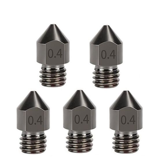 5 pezzi/confezione 1,75/0,4 mm MK8 ugello in acciaio temprato resistente alle alte temperature per stampante 3D estrusore hotend