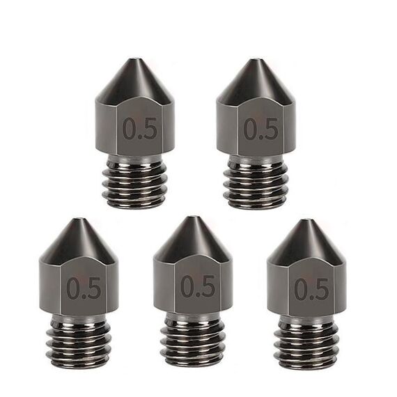 5 pezzi/confezione 1,75/0,5 mm MK8 ugello in acciaio temprato resistente alle alte temperature per stampante 3D estrusore hotend