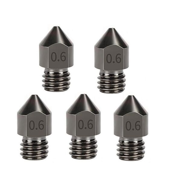5 pezzi/confezione 1,75/0,6 mm MK8 ugello in acciaio temprato resistente alle alte temperature per stampante 3D estrusore hotend