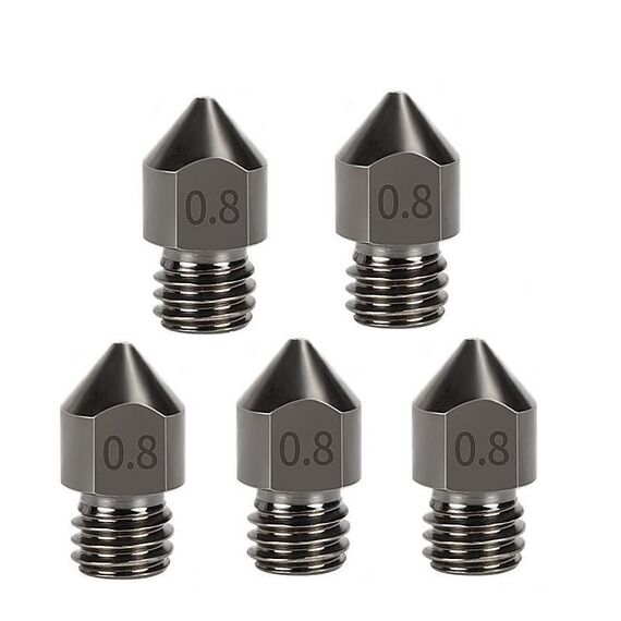 5 pezzi/confezione 1,75/0,8 mm MK8 ugello in acciaio temprato resistente alle alte temperature per stampante 3D estrusore hotend
