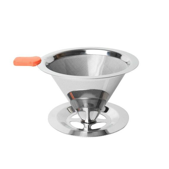 Filtro per caffè in acciaio inossidabile V60 con base per la preparazione del caffè versato, specifiche: 1-2 tazze, 300 maglie
