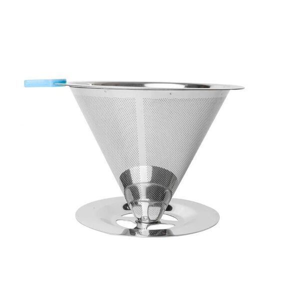 Filtro per caffè in acciaio inossidabile V60 con base per la preparazione del caffè versato, specifiche: 1-4 tazze, 300 maglie
