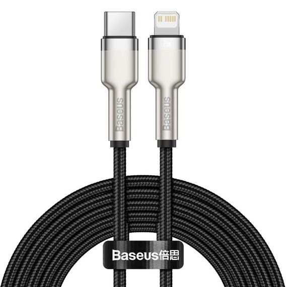 Baseus CATLJK-B01 Cafule Series 20W Type-C / USB-C a 8 pin PD cavo dati di ricarica in metallo, lunghezza: 2 m (nero)