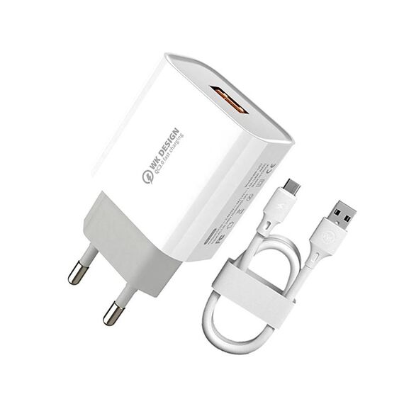 WK WP-U57 MAX 18W MaxSpeed ​​QC3.0 Caricatore veloce + Cavo dati USB a 8 PIN, Tipo di spina: Spina UE