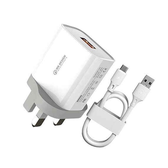 WK WP-U57 MAX 18W MaxSpeed ​​QC3.0 Caricabatterie veloce + Cavo dati USB a 8 PIN, Tipo di spina: Plug del Regno Unito