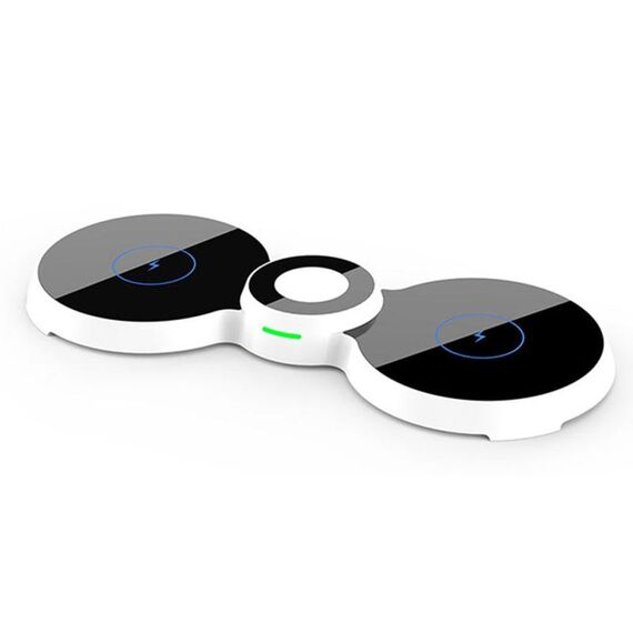 H20 15W Qi Standard 3 in 1 Caricabatterie wireless magnetico a forma di figura a 8 planare per telefoni e apple orologio e airPods (bianco)
