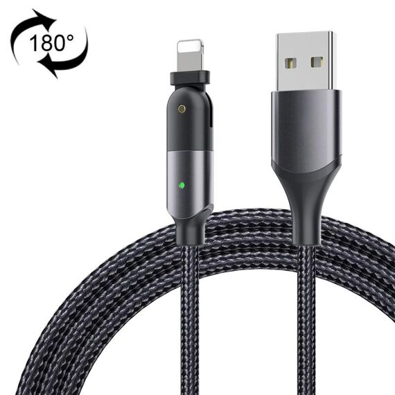 FXCL-WY0G Cavo di ricarica da 2,4 A USB a 8 pin con gomito rotante a 180 gradi, lunghezza: 1,2 m (grigio)