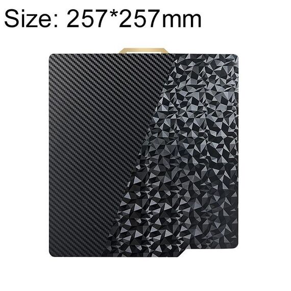 Piastra di stampa per stampante 3D bifacciale in fibra di carbonio PET e film diamantato PEO, dimensioni: 257x257 mm