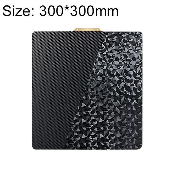 Piastra di stampa per stampante 3D bifacciale in fibra di carbonio PET e film diamantato PEO, dimensioni: 300x300 mm
