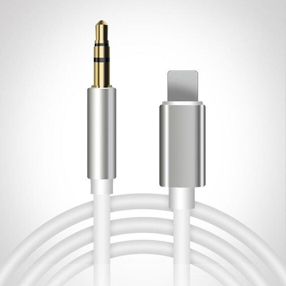 Cavo adattatore audio AUX da 8 pin a 3,5 mm, lunghezza: 1 m (bianco)