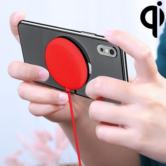 Caricabatterie wireless a ricarica rapida per telefono cellulare a ventosa portatile da 10 W, lunghezza: 1,5 m (rosso)