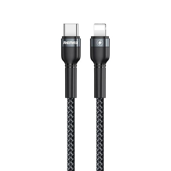 REMAX RC-171 Jany Series 1m PD20W Cavo dati di ricarica rapida con treccia in lega di alluminio da USB a 8 pin (nero)