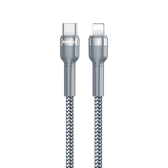 REMAX RC-171 Jany Series 1m PD20W Cavo dati di ricarica rapida con treccia in lega di alluminio da USB a 8 pin (argento)