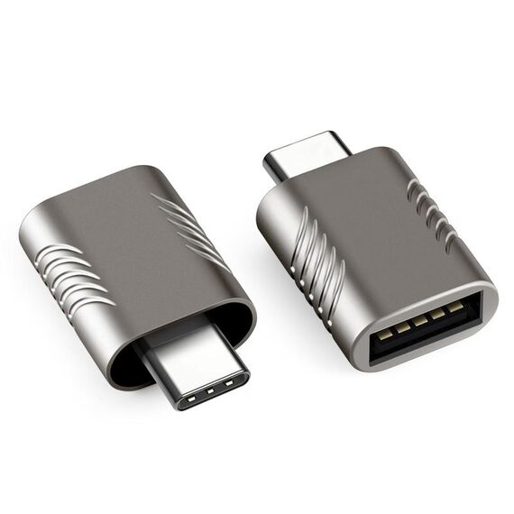 2 PCS SBT-148 USB-C / Type-C maschio a USB 3.0 Adattatore in lega di zinco femminile (grigio cosmico)