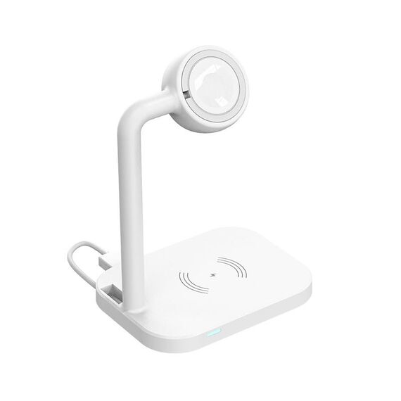 ADJ-984 2 in 1 Caricatore wireless induzione elettromagnetica per telefoni cellulari e orologi Apple & AirPods (bianco)
