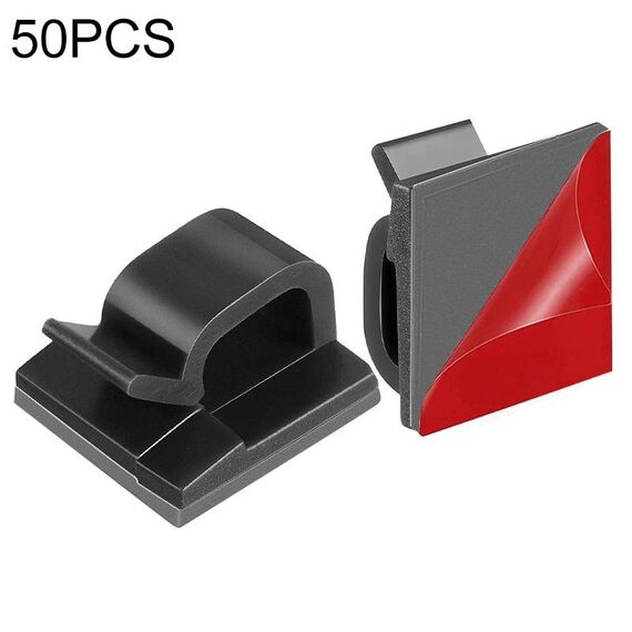 HG2392 50 PCS Desktop Data Cable Cable Organizer Clip di fissaggio, Gum Tipo: 3m (nero)