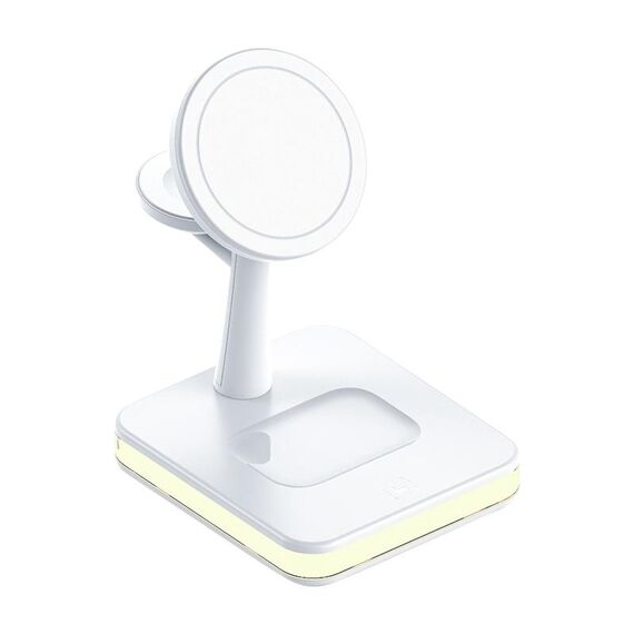 991 3 in 1 15W Induzione elettromagnetica Carica rapida wireless con supporto rotante a 360 gradi (bianco)