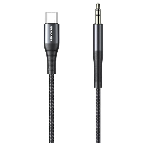 AWEI CL-116T Type-C / USB-C a 3,5 mm Cavo audio hi-fi (nero nero)