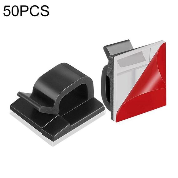 HG2392 50 PCS Desktop Data Cable Cable Organizer Fixing Clip, Gum Tipo: Acrilico (nero)