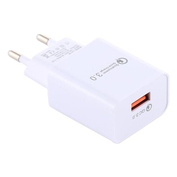 LZ-706 Caricatore da viaggio con porta USB singola QC3.0, spina europea (bianco)