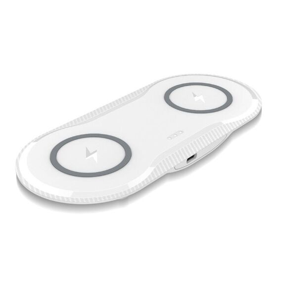 Base di ricarica rapida per doppio telefono cellulare wireless da 10 W 5 V / 9 V per tutti i telefoni cellulari standard QI (bianco)