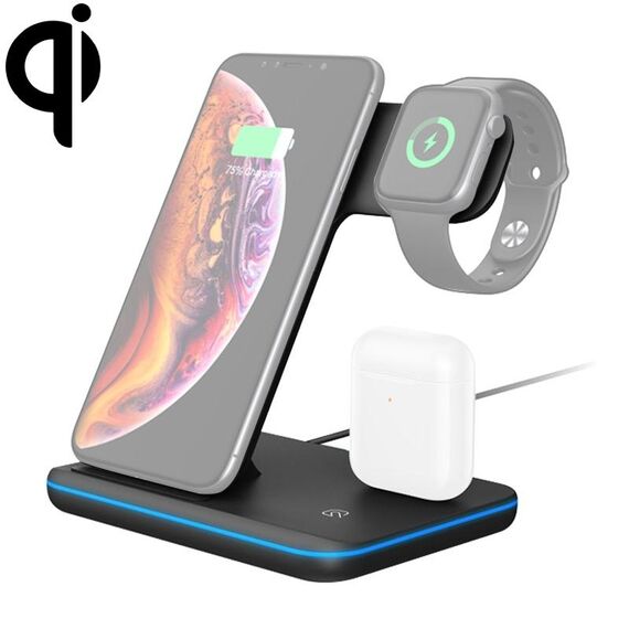 Caricabatterie wireless magnetico verticale Z5 QI per telefoni cellulari e Apple Watch e AirPods / Xiaomi Redmi AirDots, con luce ad anello tattile (nero)