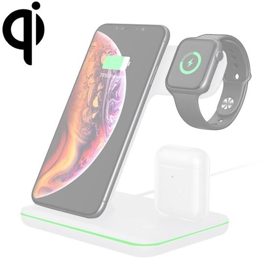 Caricabatterie wireless magnetico verticale Z5 QI per telefoni cellulari e Apple Watch e AirPods / Xiaomi Redmi AirDots, con luce ad anello tattile (bianco)