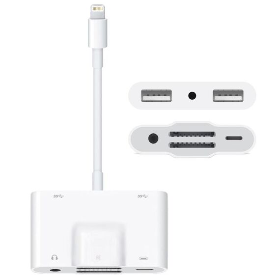 NK-1042 6 in 1 8 pin maschio a doppia USB + doppia scheda SD + interfaccia audio da 3,5 mm + interfaccia di ricarica a 8 pin adattatore fotocamera porta femmina, supporto per sistema iOS 13.1.2
