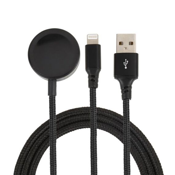 Per iPhone / Apple Watch 2 in 1 8 pin + base di ricarica magnetica Cavo di ricarica multifunzione, lunghezza: 1 m (nero)