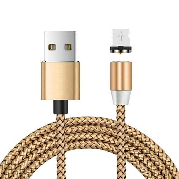 USB a connettore magnetico in metallo a 8 pin Cavo dati magnetico intrecciato in nylon bicolore, lunghezza cavo: 1 m (oro)