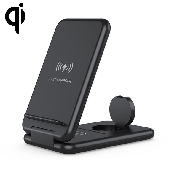 15W 3 in 1 Pieghevole QI Fast Wireless Charger Direct Phone Phone per iPhones & IWatch e AirPods (nero)
