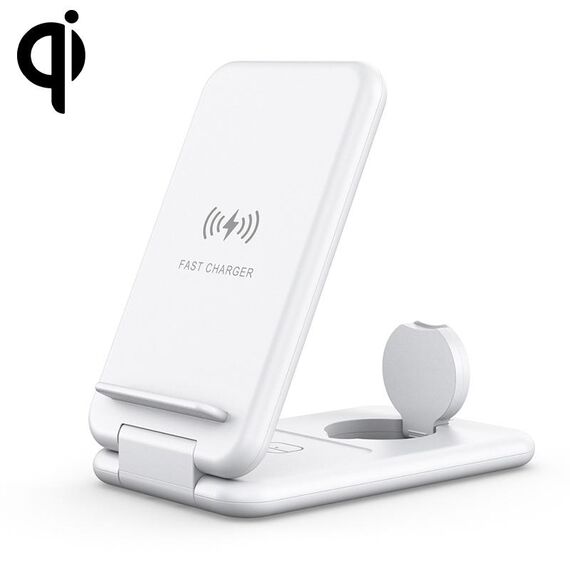 15W 3 in 1 Pieghevole QI Fast Wireless Charger Direct Phone Phone Phone per iPhones & IWatchs & AirPods (Bianco)