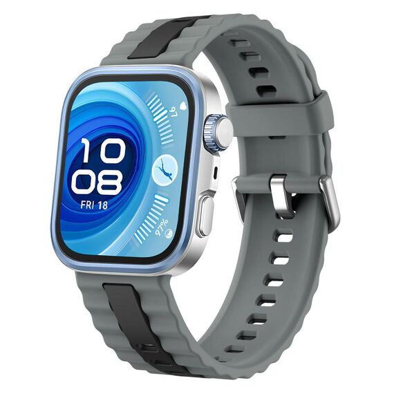 Cinturino in silicone bicolore a righe verticali per Huawei Watch Fit 4 / Fit 4 Pro / Fit 3 (grigio nero)