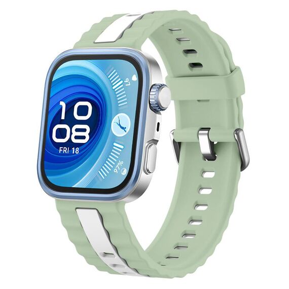 For Huawei Watch Fit 4 / Fit 4 Pro / Fit 3 Vertical Striped Two Color Silicone Watch Band(Green White)