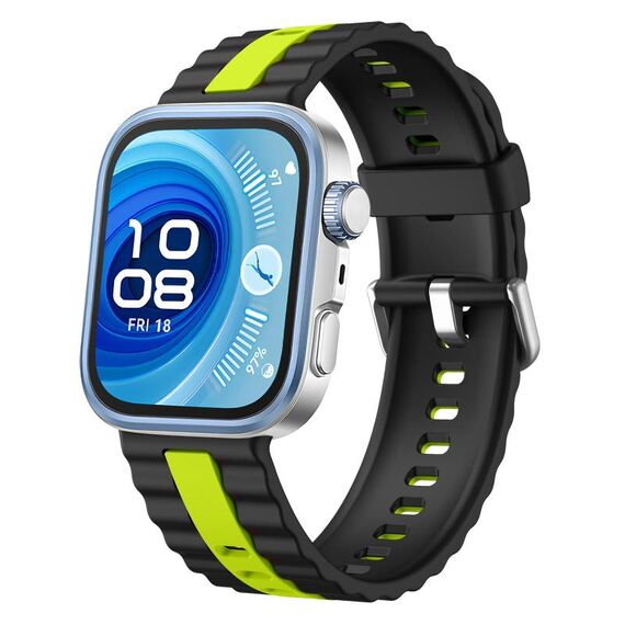 Cinturino in silicone bicolore a righe verticali per Huawei Watch Fit 4 / Fit 4 Pro / Fit 3 (nero e verde)