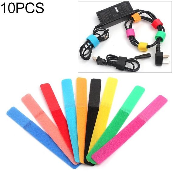 Striscia di fissaggio con gancio e anello per cavo di alimentazione color caramella 10 pezzi, consegna in colori casuali, dimensioni: 180 x 20 mm