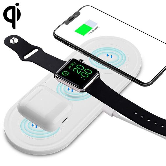 KT-W50A8 Caricabatterie wireless con staffa multifunzione 3 in 1 da 10 W per iPhone / iWatch / AirPods