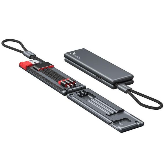 OatsBasf 03083 Micro multifunzione portatile Micro USB + USB-C / Type-C + 8 PIN 3 in 1 cavo di ricarica (grigio)