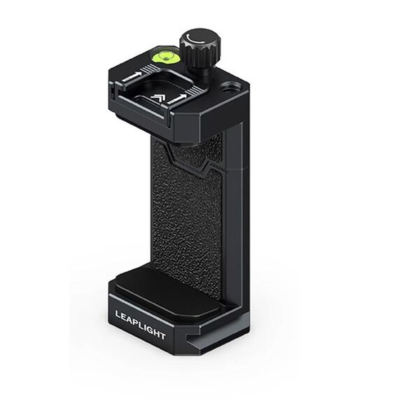 Supporto per telefono Leaplight Dual Cold Shoe interamente in metallo con porte per viti da 4x1/4 di pollice e fori di posizionamento Arri (nero)