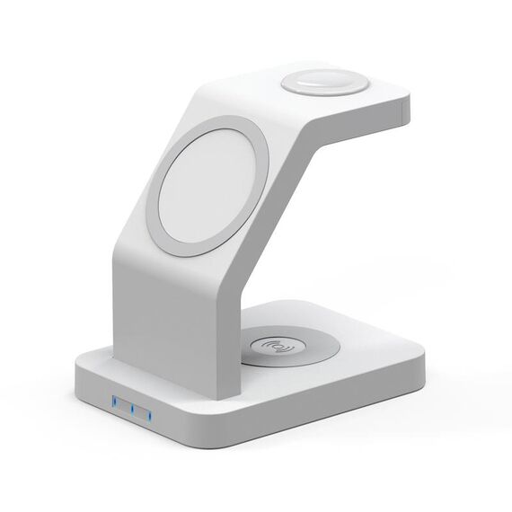 S6 3 in 1 Supporto per caricatore wireless multifunzione multifunzione multifunzione per iPhone e IWatch e AirPods (bianco)