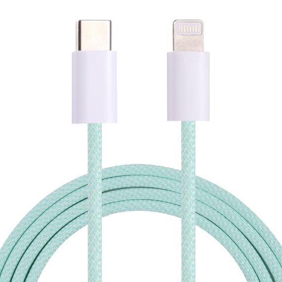 12W PD USB-C / TYPE-C A / 8 PIN Cavo dati, Lunghezza cavo: 1m (verde)